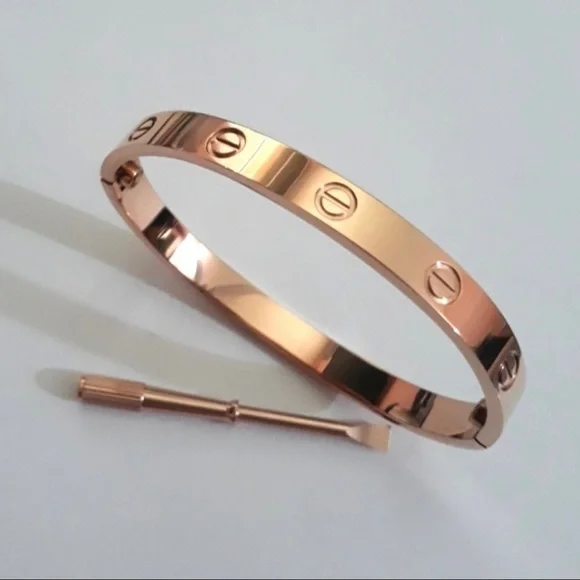 NEW Love Screw Bangle Bracelet in Rose Gold